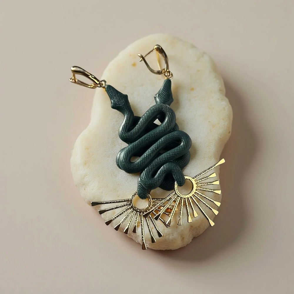 Meesha Farzaneh Medusa Earrings in Absinthe Green - Mini Size